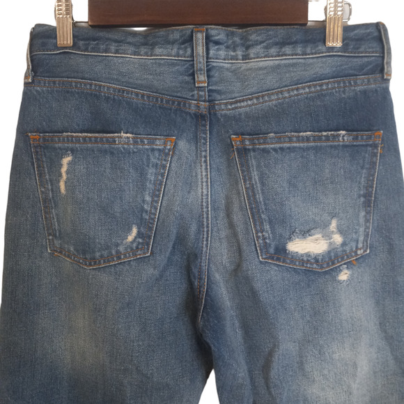 Zara Women's Blue Denim Mid Rise Distressed Straight Leg Jeans Pant Size 4 - Picture 5 of 7